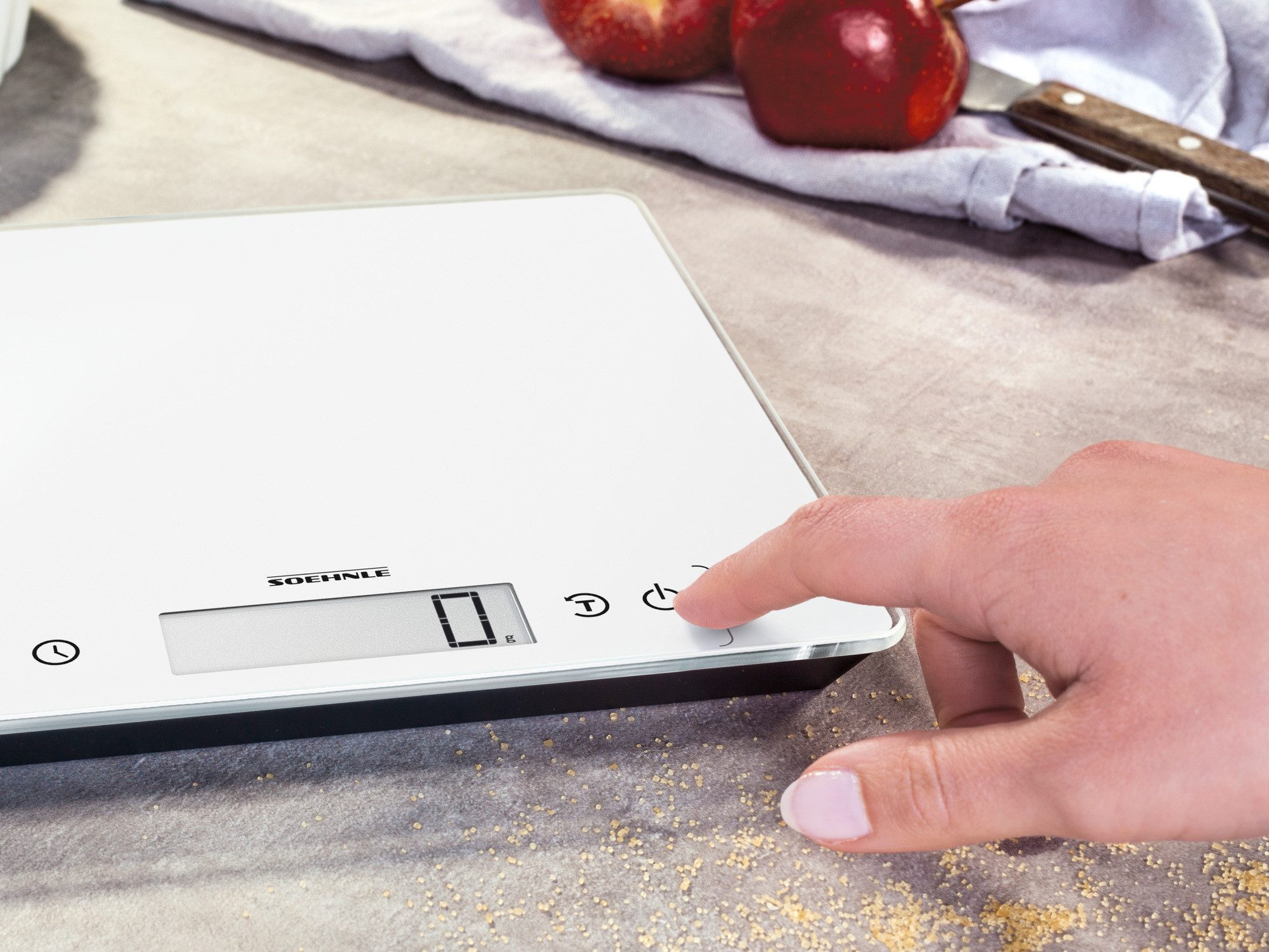 Soehnle Küchenwaage Page Comfort 400, (1-tlg), LCD-Anzeige, flaches Design, bis 10kg, Zuwiegefunktion, mit Batterien