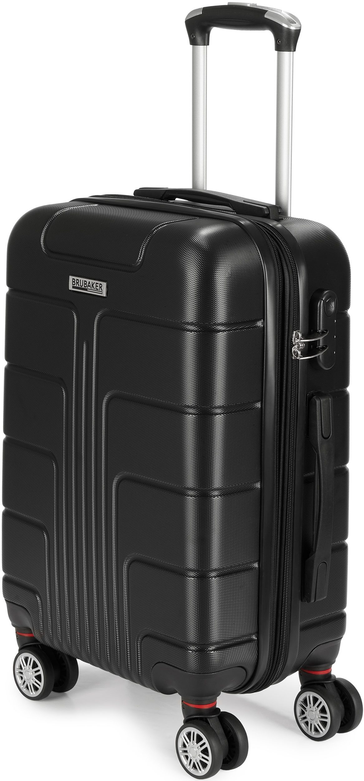 BRUBAKER Handgepäckkoffer Miami - Erweiterbare Koffer mit Zahlenschloss - 37 x 56 x 24,5 cm, 4 Rollen, Hartschalen Handgepäck - ABS Rollkoffer Trolley - Größe M