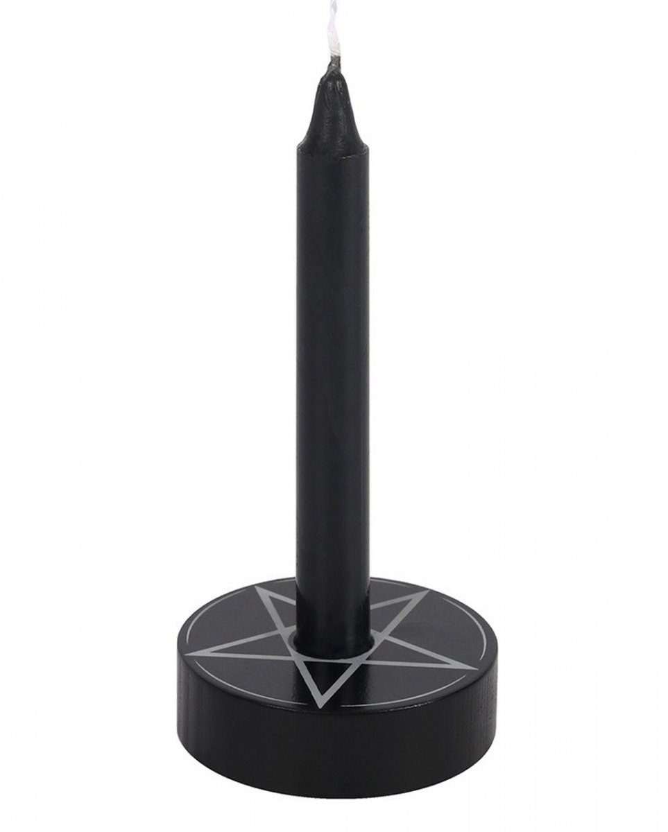 Horror-Shop Dekofigur mit Pentagramm Schwarzer Motiv Kerzenhalter