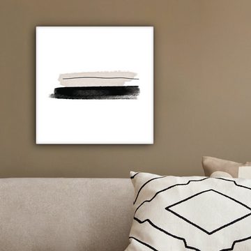 OneMillionCanvasses® Leinwandbild Abstrakt - Linien - Schwarz - Beige - Kunst, (1 St), Leinwand Bilder für Wohnzimmer Schlafzimmer, 20x20 cm