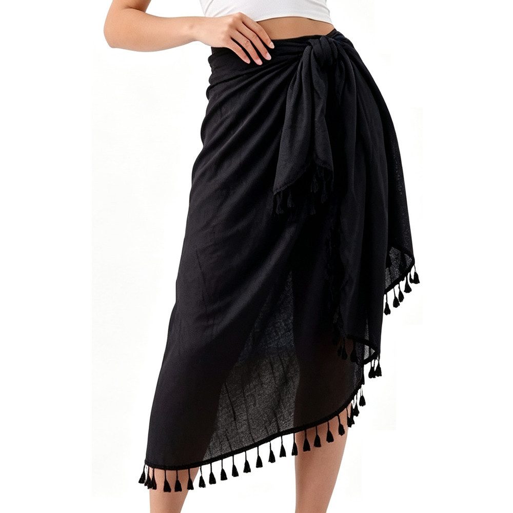 nsihing Sarong Damen Strand-Sarong – Wickel-Strandtuch / Pareo,mit Quasten, langer Strand-Wickelrock,sommerlicher Strand- und Urlaubsschutz