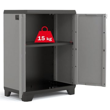 Keter Fächerschrank Niedriger Lagerschrank Stilo Grau und Schwarz 90 cm (1-St)