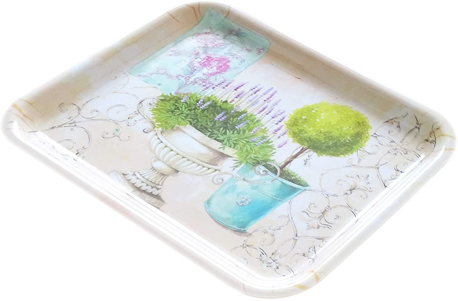 Lashuma Tablett Garten, Kunststoff, (1-tlg), Hell gelbes Dekotablett für Küche 31x23 cm