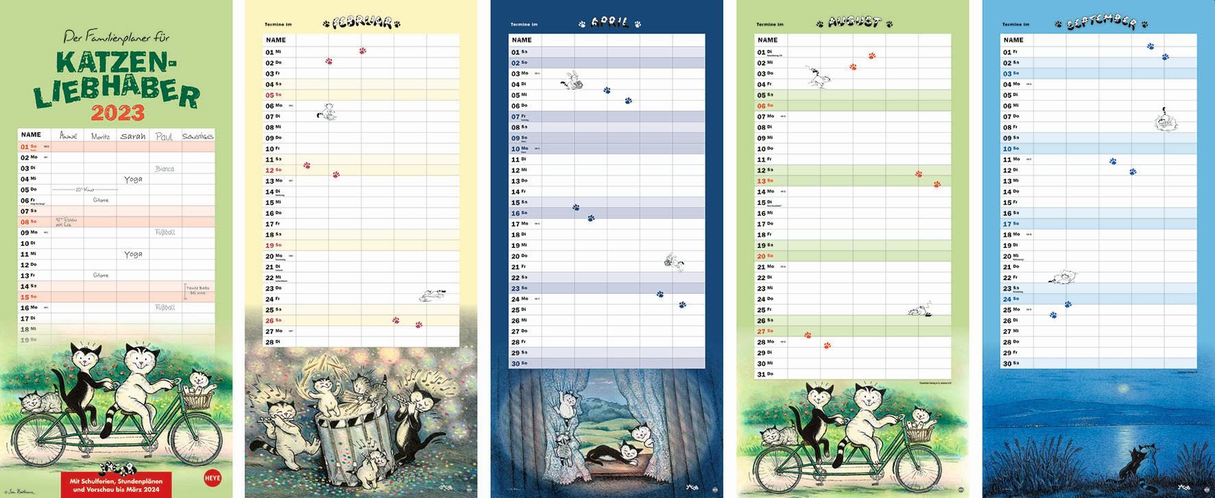 HEYE Wandkalender Familienplaner - 21 x 45 cm, 5 Spalten