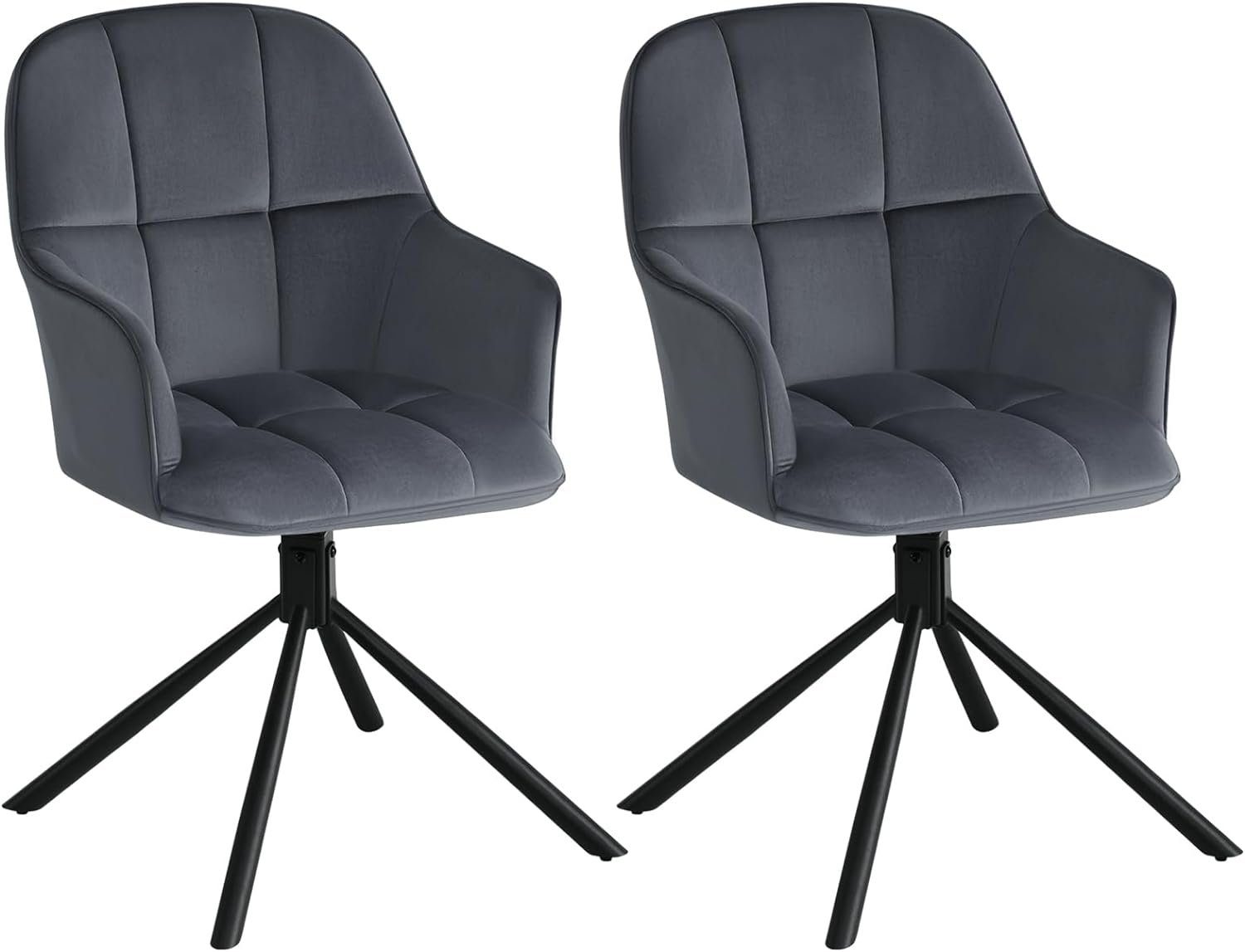 EUGAD Esszimmersessel (2-St), drehbar, mit Armlehnen Rückenlehne, Metallbei günstig online kaufen