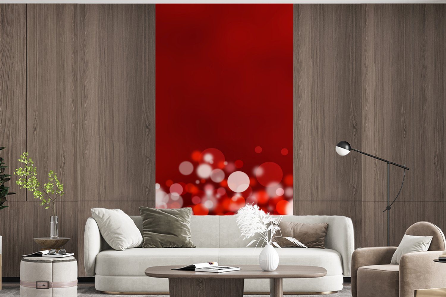 MuchoWow Fototapete Rot - Licht, Wohnzimmer Matt, abstrakt Küche, Fototapete für - bedruckt, (2 Vliestapete St), - Design Schlafzimmer