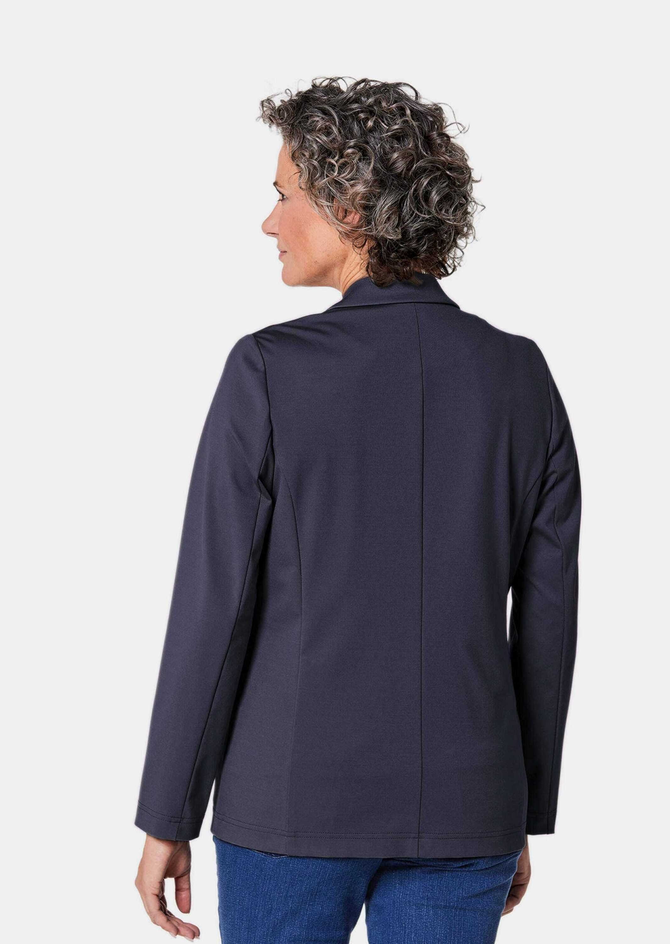 GOLDNER Jerseyblazer Damenblazer mit Reverskragen und Paspeltaschen Knitterfreie Businessjacke in Uni