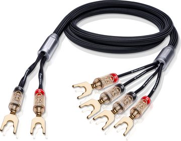 Oehlbach Fusion Four High End Lautsprecherkabel-Set mit Kabelschuhen Bi-Wiring Audio-Kabel, 2 x Kabelschuh, 4 x Kabelschuh (200 cm)