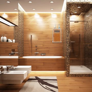 relaxdays Wandhängeschrank Badhängeschrank weiß mit Bambustür