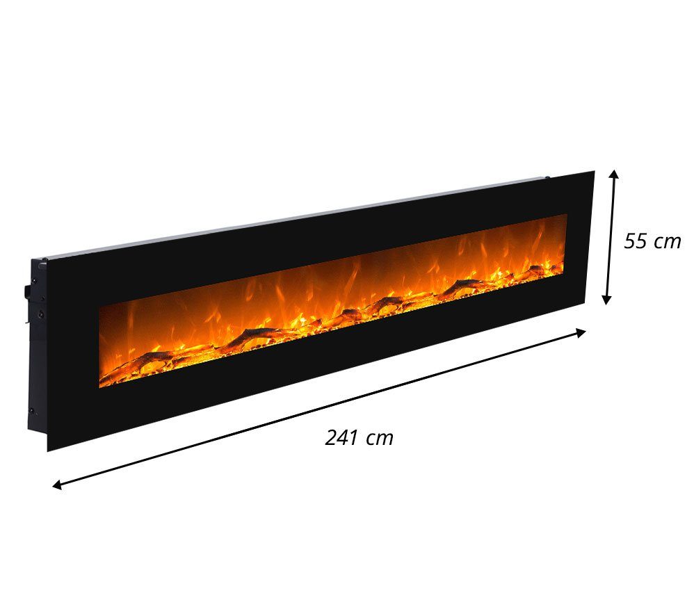 3 Kamin elektrisch Elektrischer mit Dekorationen, mit Wandkamin Feuer LED Elektrokamin GLOW FIRE Fernbedienung, Saturn schwarz Heizung, Timer,