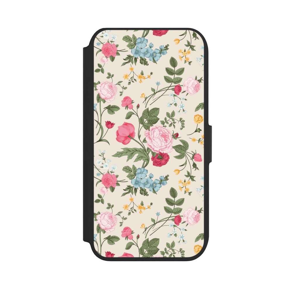 NIVOCASE Handyhülle Vintage Ornamente Blumen Vintage Beauty, Apple iPhone 7 Klapphülle Handyhülle aus Kunst Leder NIVOflip schwarz