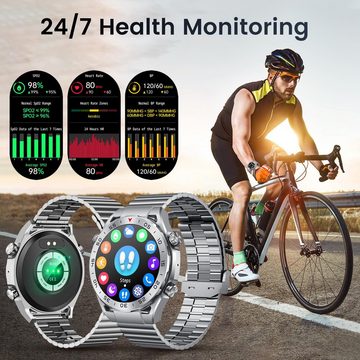 niizero Smartwatch (1,42 Zoll, Android, iOS), Telefonfunktion, Pulsmesser Schlafmonitor Schrittzähler Wasserdicht