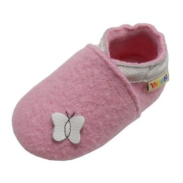 Yalion Krabbelschuh Filz Hausschuhe aus 100% Schafwolle, Schmetterlings Rosa Hausschuh