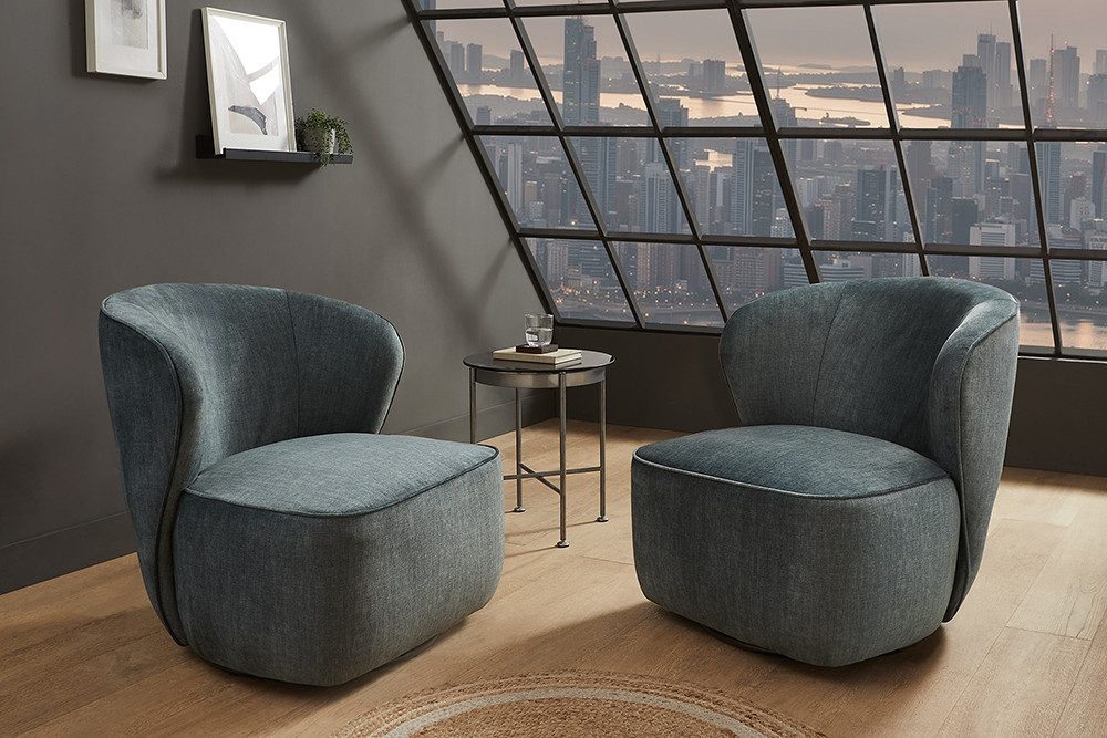 riess-ambiente Drehsessel GATSBY petrol - Samt, 360° drehbar, Polsterung, Rundumbezug, montiert (Einzelartikel, 1-St), Stilvoller Sitz - ideal für Wohn- & Schlafzimmer, Lofts oder Lounges