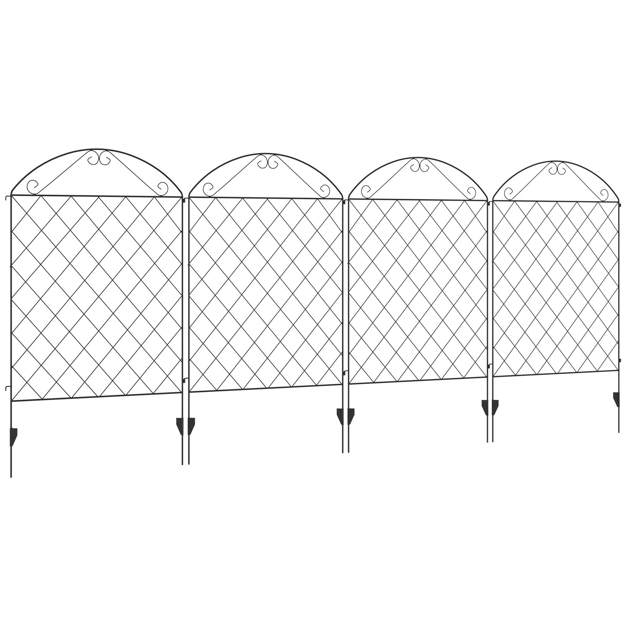 Outsunny Zaun 4er Set Gartenzaun Dekorative 3,48 x 1,1 m Gitterzaun