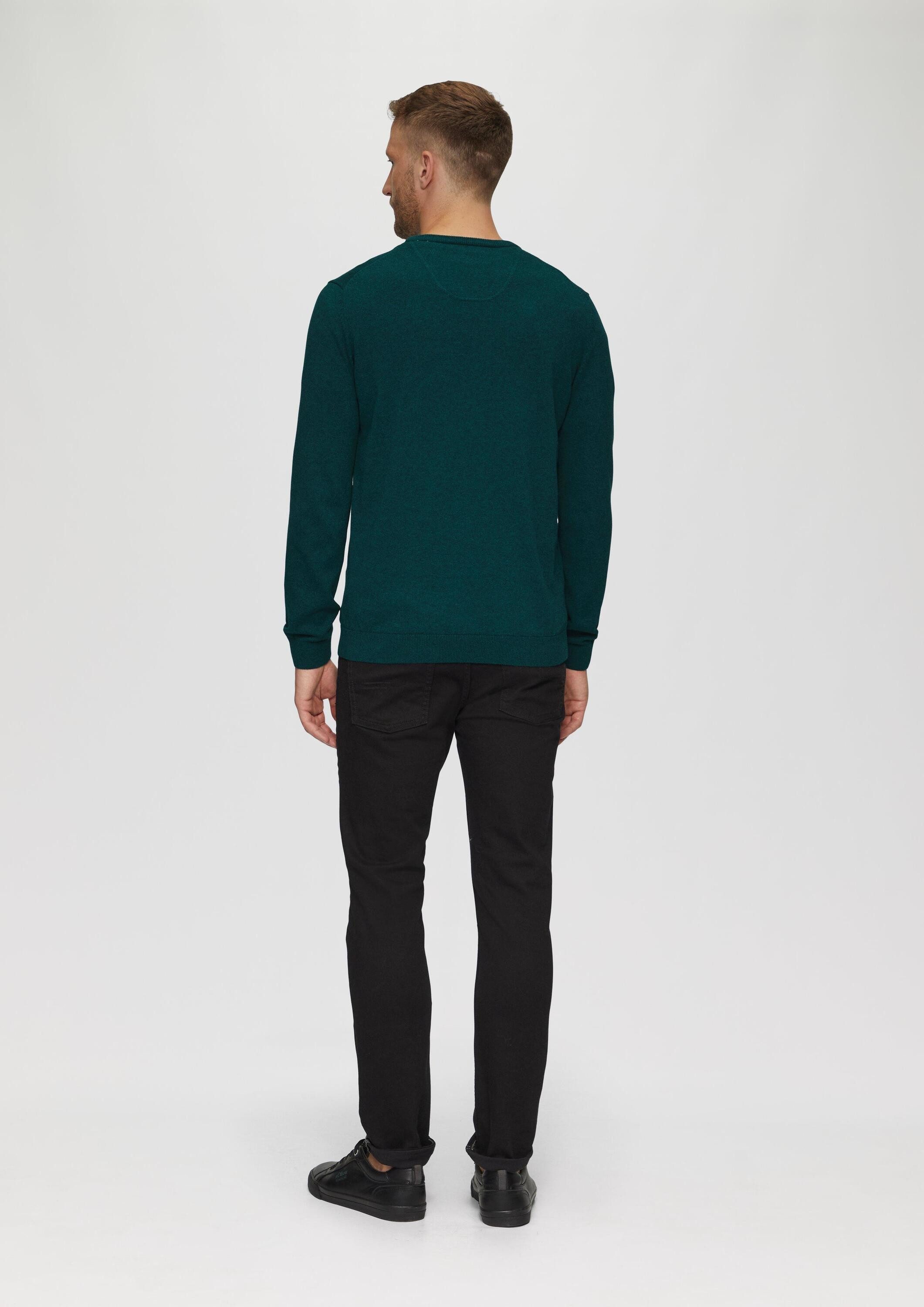 s.Oliver Longpullover Strickpullover Baumwollpullover mit Logo-Stickerei