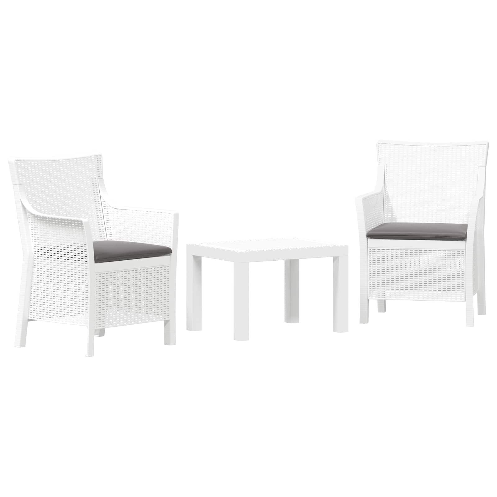 vidaXL Gartenlounge-Set Lounge-Set 3 stk. Weiß PP, (3-tlg)
