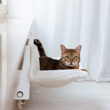 Navaris Katzenliege, Heizungsliege für Katzen - 45,5x32x24cm Katzenhängematte Katzenbett aus Polyester - Matte Kuschelsack für Heizung - waschbar