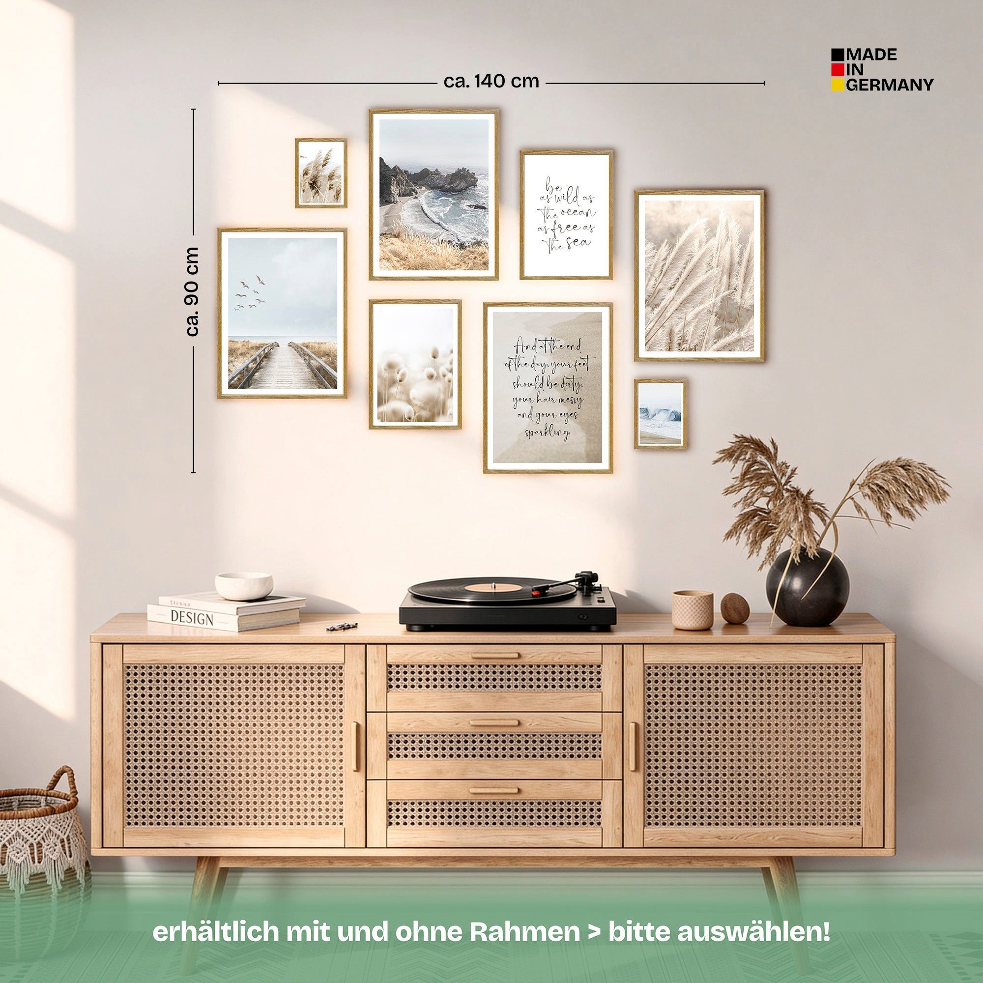 ARTFAVES Bilder-Collage Poster Set Beige Sea Pampas I mehrteilige Bilderwand I Wandbilder Pamp, (Wandbilder modern, 8 St) – Bild 5 von 5