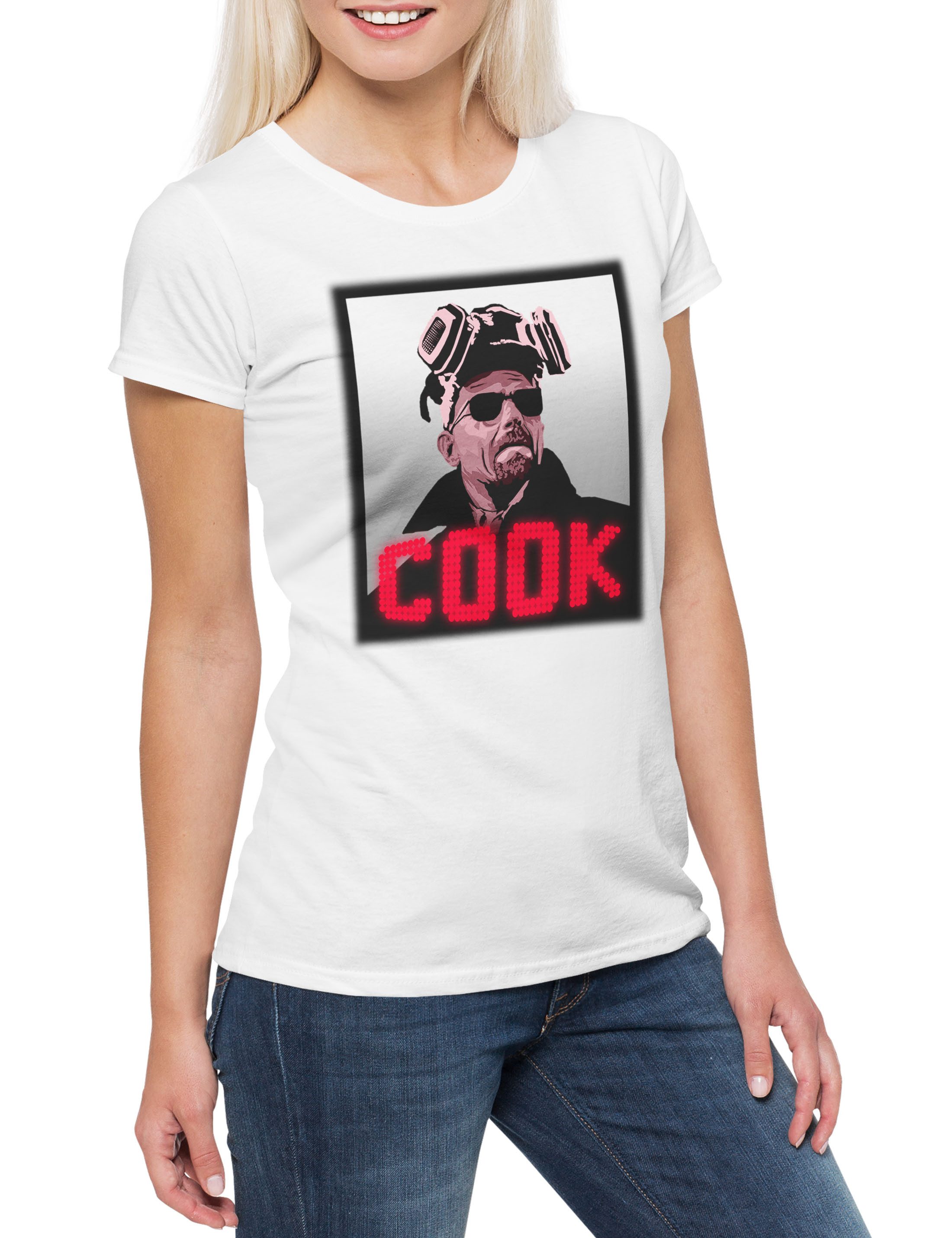 Print-Shirt Cook Damen T-Shirt Walter Breaking White Ehrmantraut Bad Crystal