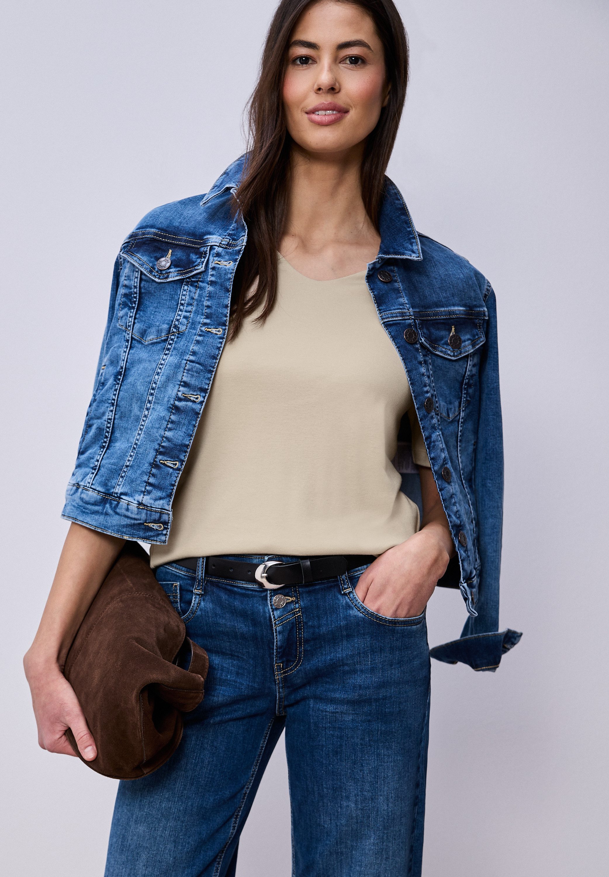 STREET ONE Kurzarmshirt Style Palmira mit tiefem Rundhalsausschnitt günstig online kaufen