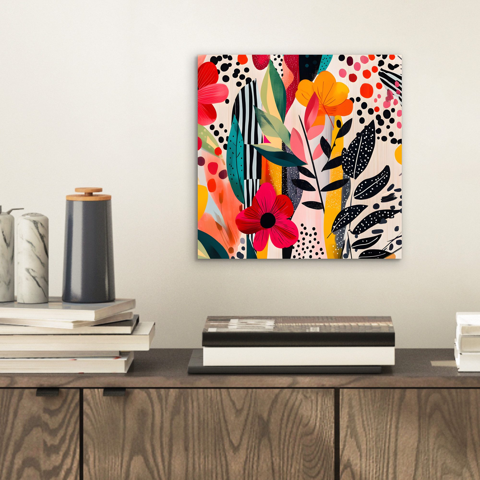 MuchoWow Metallbild Blumen - Blätter - günstig online kaufen
