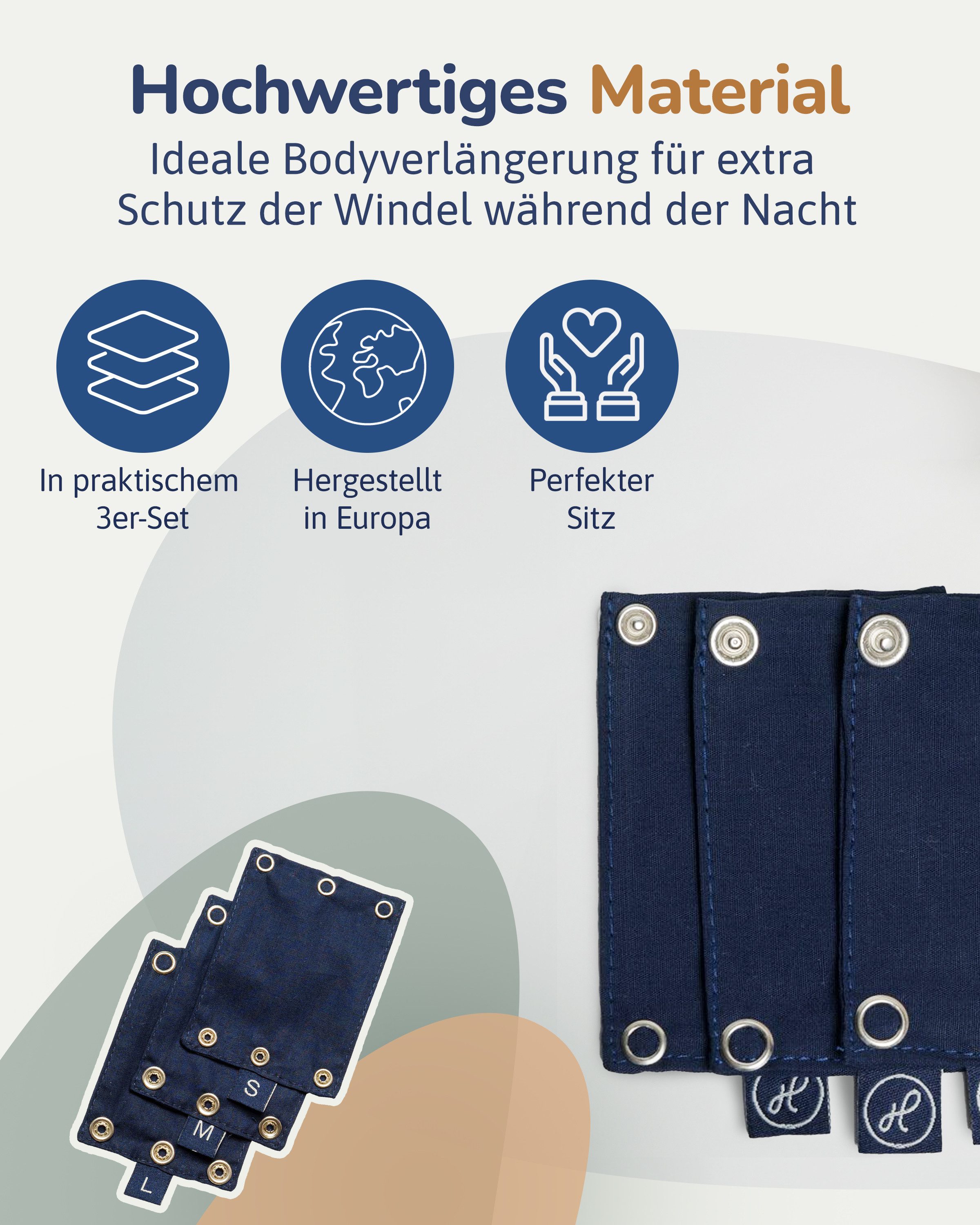 Hinzling Body - Verlängerung im 3er-Set – Baby Bodyverlängerung mit Druckknopf mit praktischen Druckknöpfen