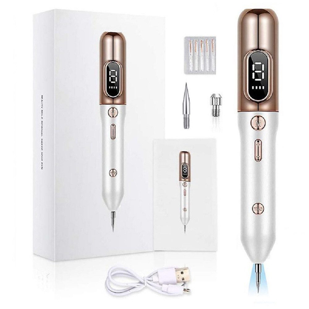 feinlux Dermaroller Mikrodermabrasionsgerät Muttermal Entfernen, set, Kosmetikbehandlungsgerät Professionelle Mole Entfernung Pen Kit, mit 9 Stärkenstufen und LCD-Bildschirm