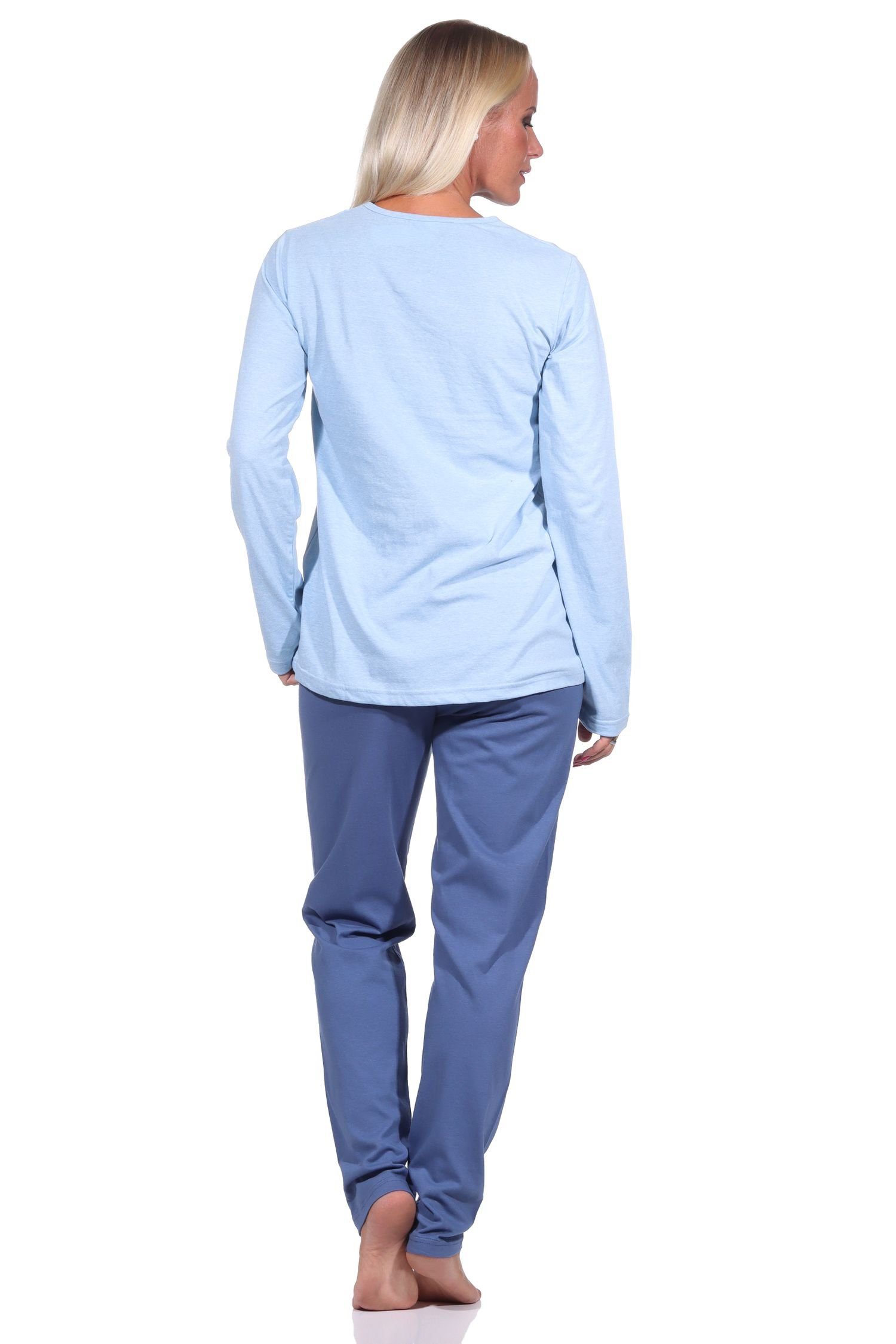 mit - 212 903 RELAX Pyjama blau Schlafanzug Normann Sterne Motiv Damen langarm by 10