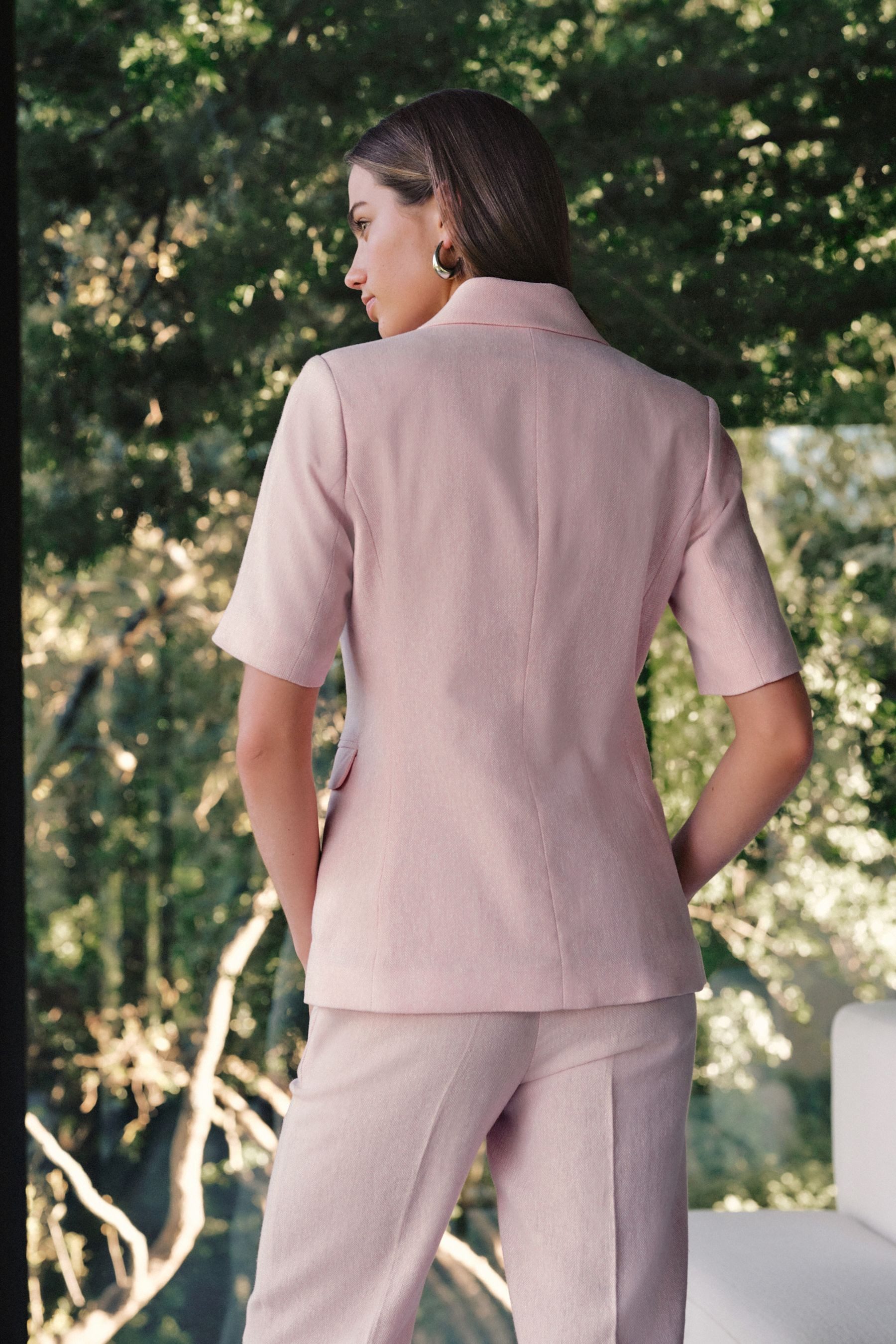 Next Jackenblazer Kurzarm-Blazer mit Fischgrätmuster (1-tlg) günstig online kaufen