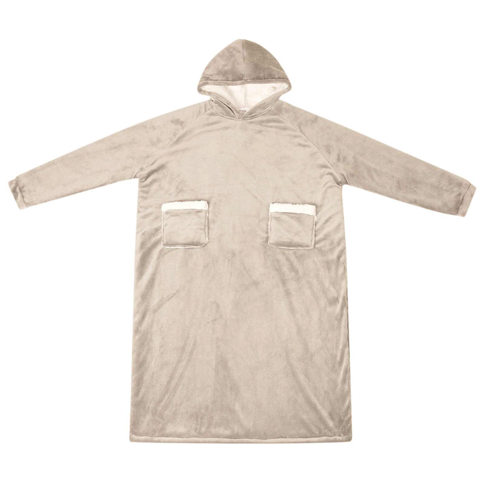 vidaXL Unisex-Bademantel Decken-Hoodie Beige L Fleece und Flanell, Vlies