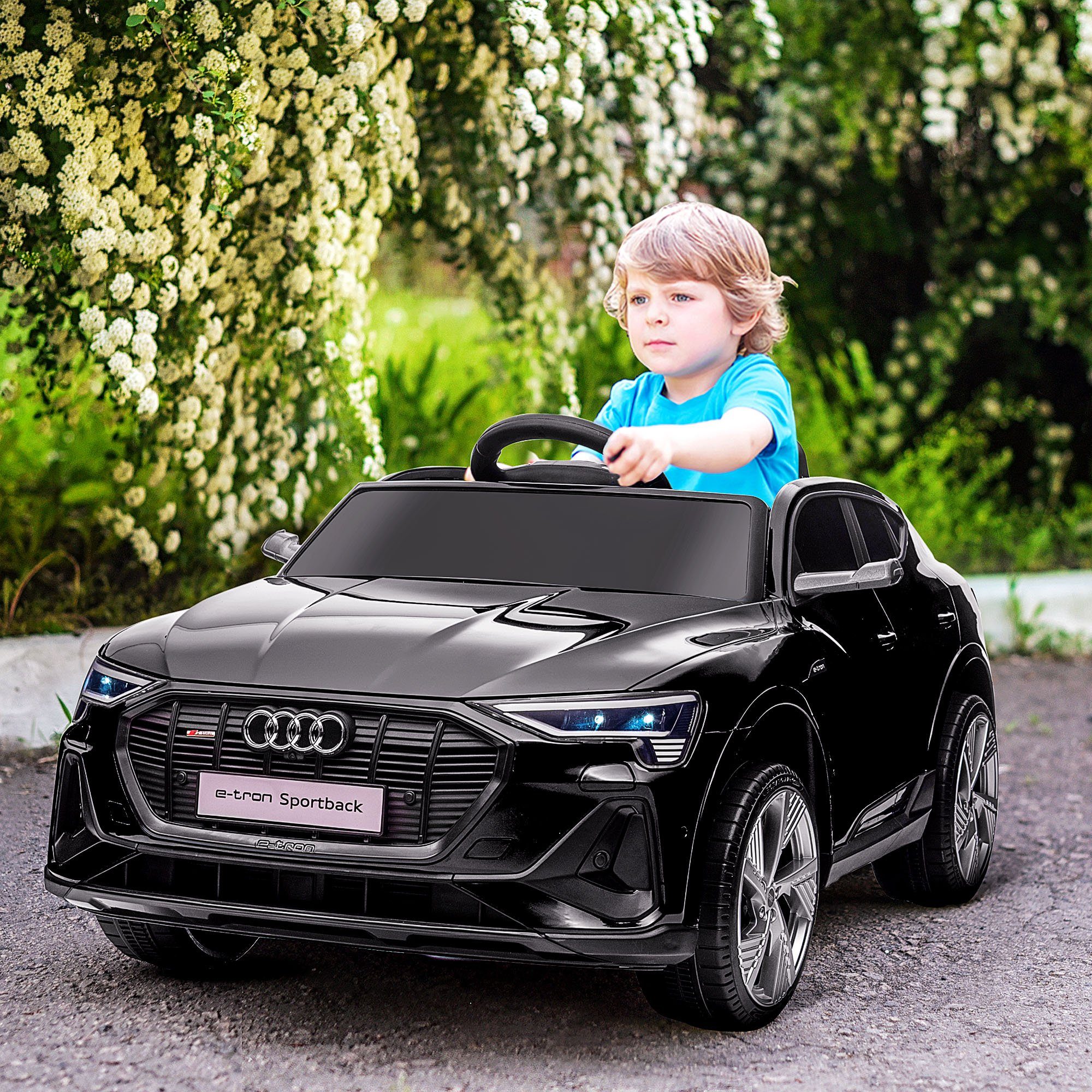 HOMCOM Elektro-Kinderauto Elektroauto, Kinderfahrzeug, 3-5 km/h, Belastbarkeit 25 kg, (1-tlg), für Außenbereich, Schwarz