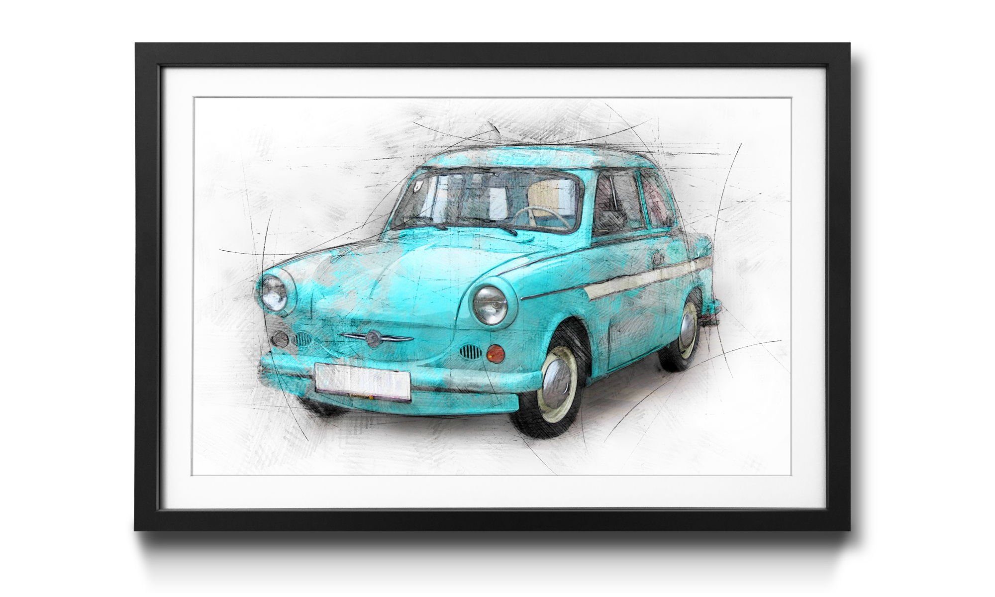 mit Trabant, Größen Old in 4 Wandbild, Auto, Rahmen Bild WandbilderXXL erhältlich