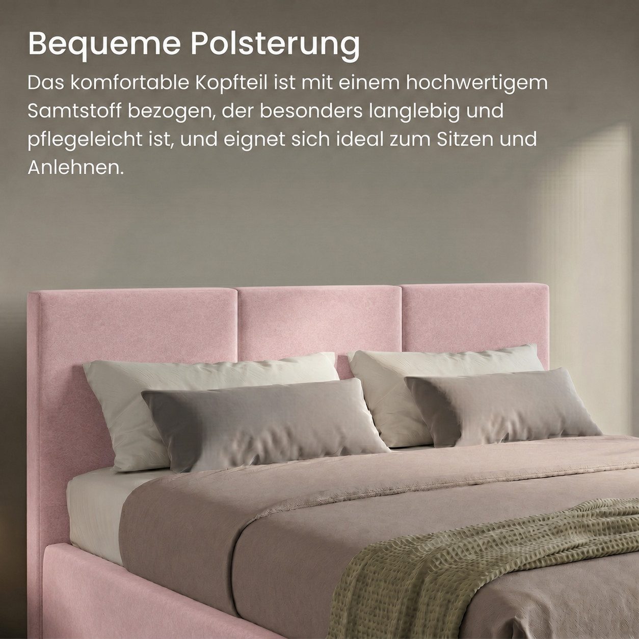 Home Collective Polsterbett Bett Doppelbett Bettgestell mit Lattenrost & Stauraum, mehrere Größen (Größen: 120x200 140x200 160x200 180x200, samtweicher Velourss – Bild 4 von 5