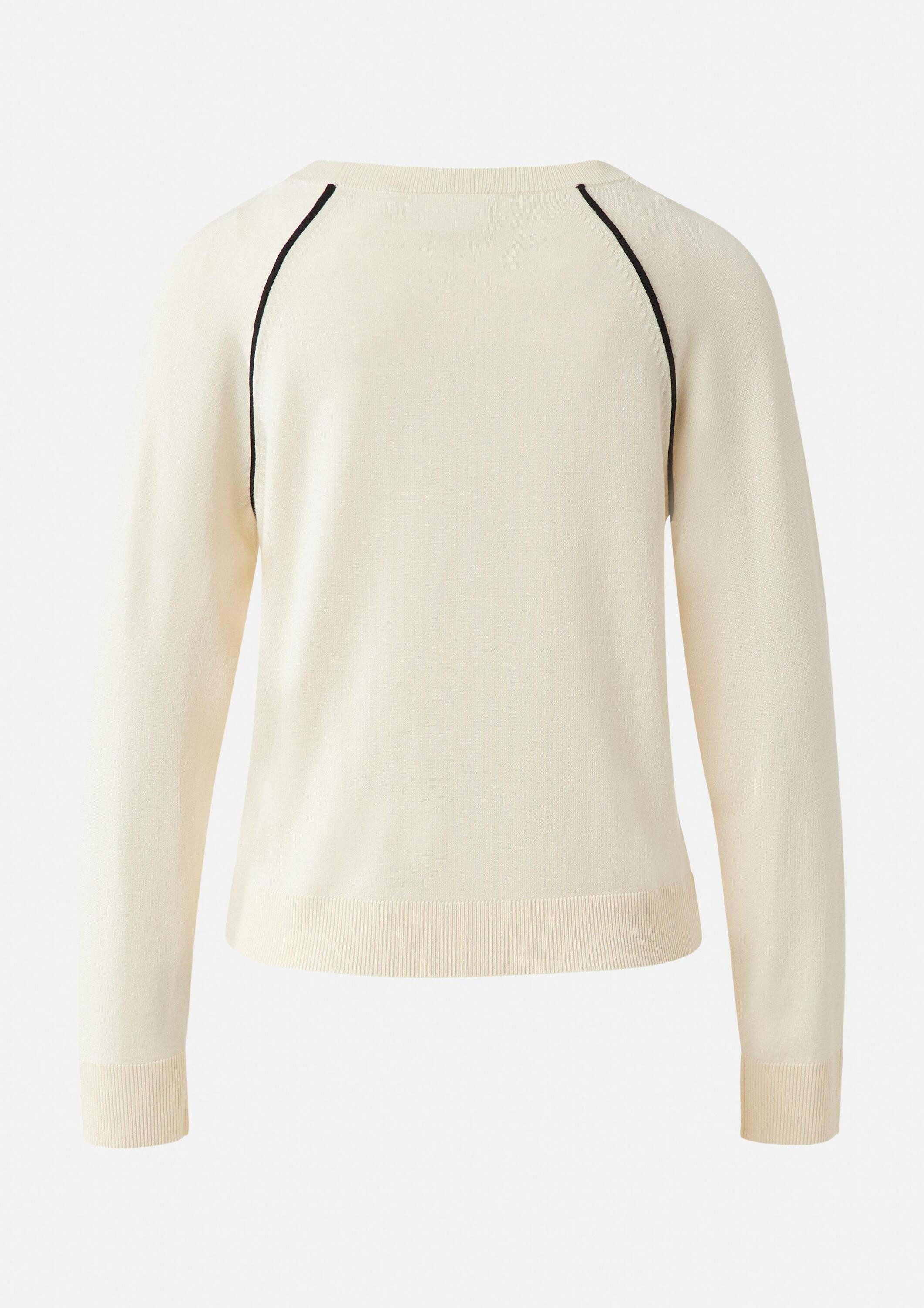 comma Longpullover Strickpullover Feinstrickpullover aus Viskosemix mit Kontrastreifen