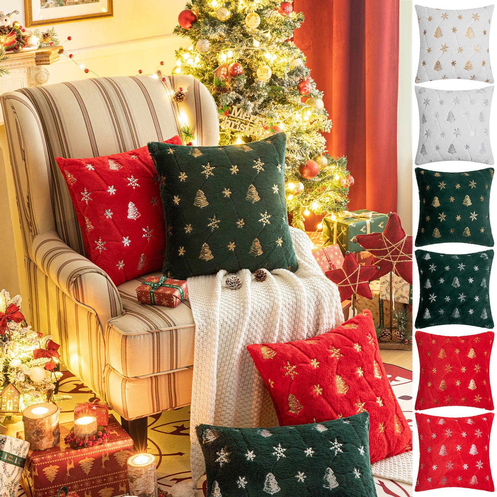 Sunicol Kissenbezug Shaggy Plüsch Pailletten Kissenbezug, Gestickt Sofakiss günstig online kaufen