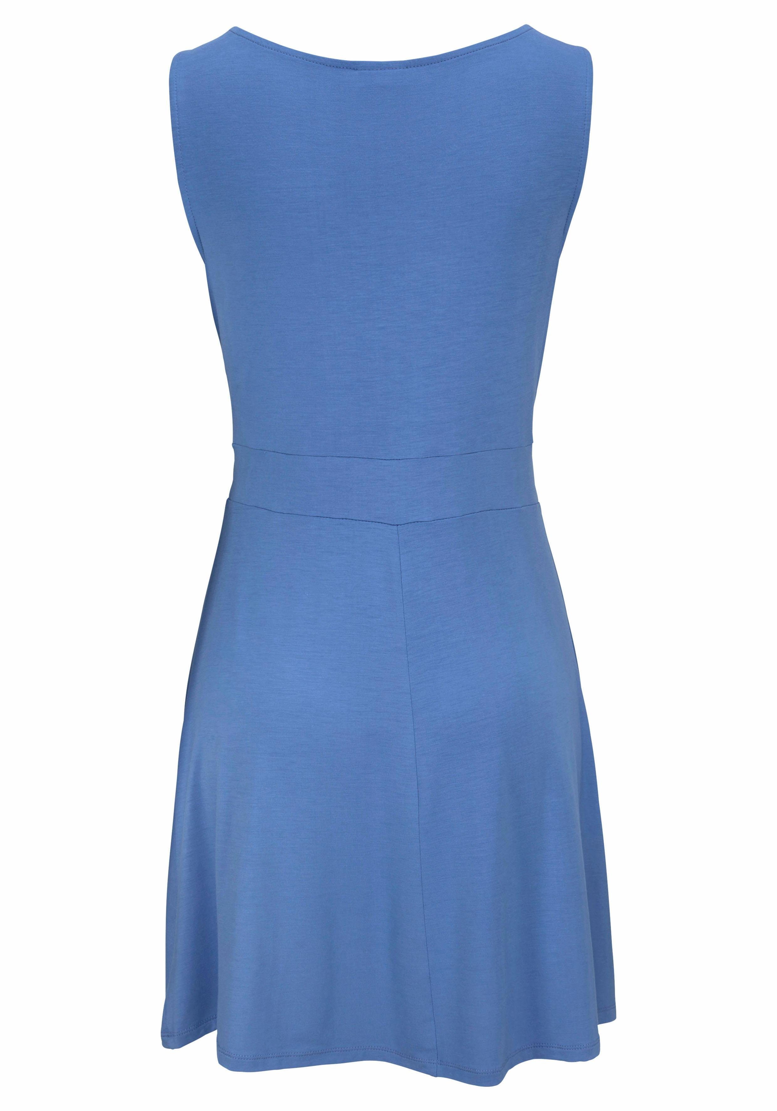 Beachtime Jerseykleid mit tiefem V-Ausschnitt in Wickeloptik, Sommerkleid, Basic