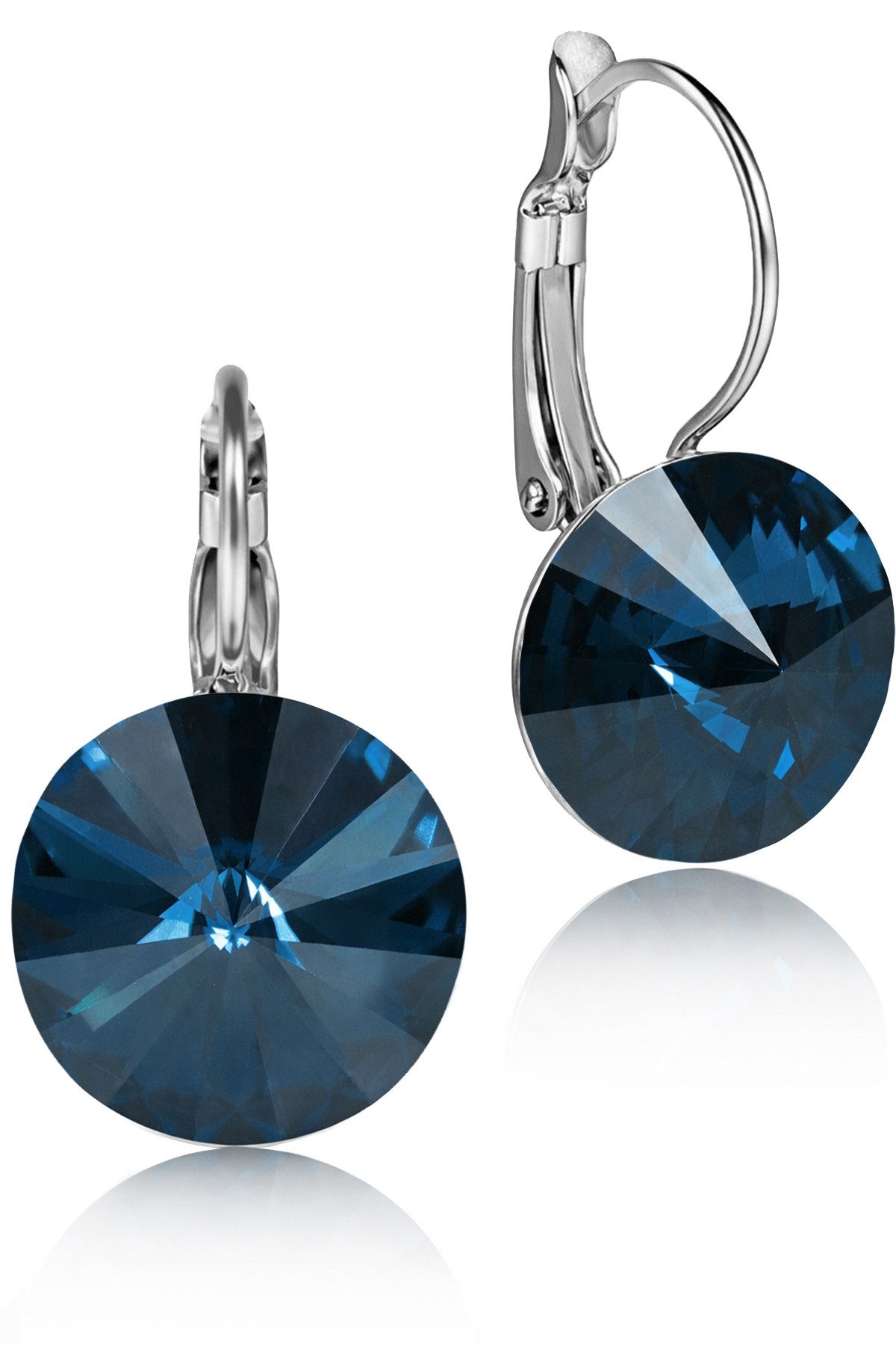 LUISIA® Paar Ohrhänger Silberne Ohrringe "Rivoli" mit 12 mm Kristallen von Swarovski® (2-tlg., inkl. Schmuckbox), Große Farbauswahl