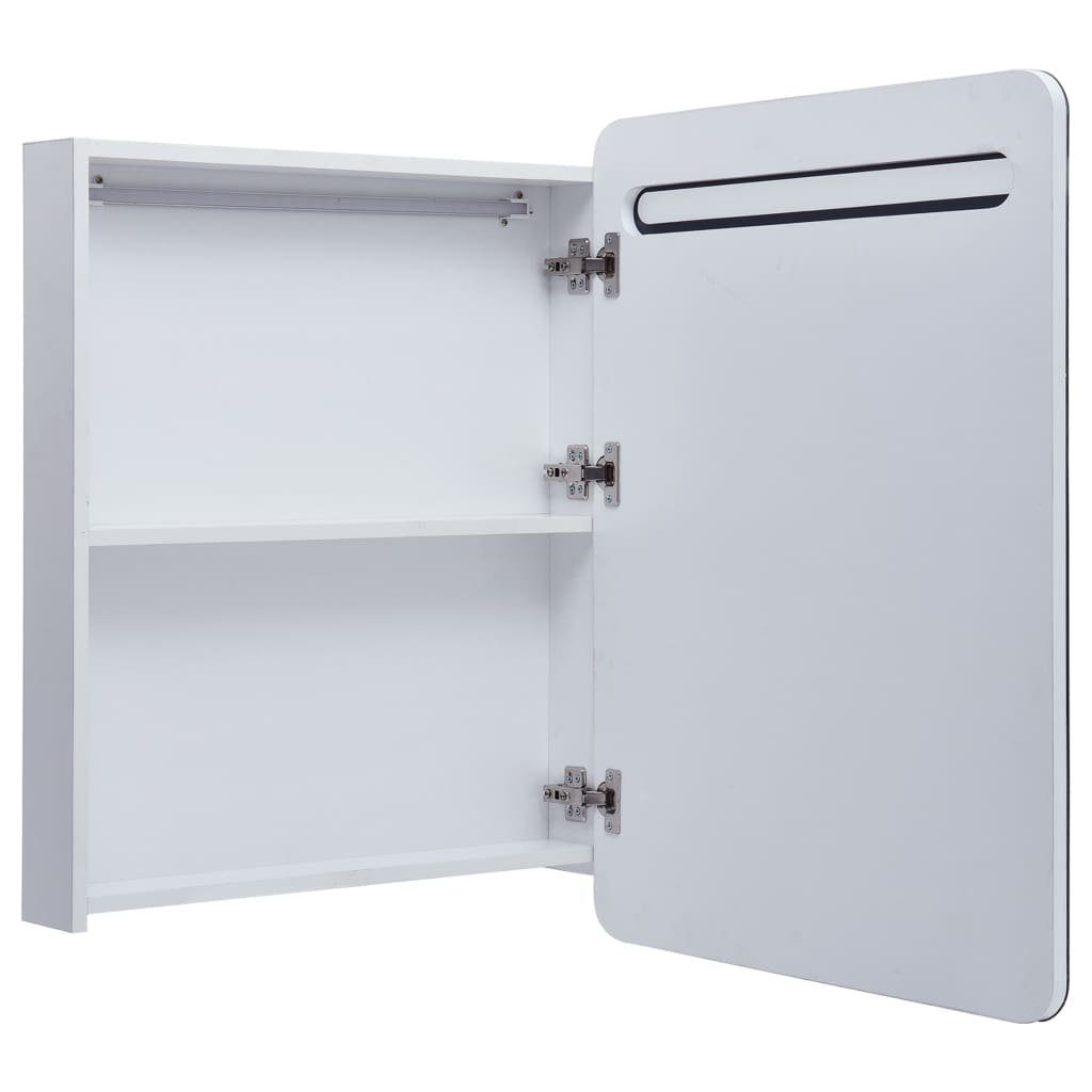 vidaXL Badezimmerspiegelschrank und LED-Spiegelschrank (1-St) weiß silbern 60x11x80 cm