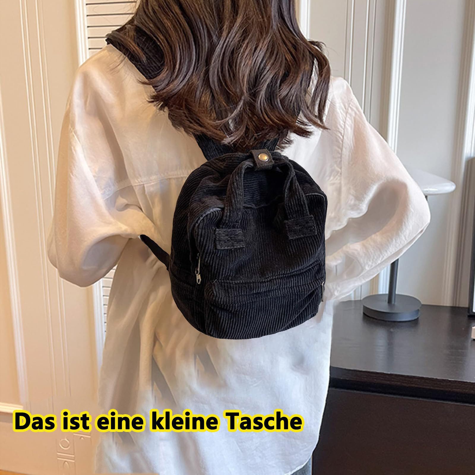 nsihing Rucksack Damen Canvas/Cord Cityrucksack Rucksäcke Daypacks, Rucksackhandtaschen Kinderrucksäcke für Schule Travel Arbeit – Bild 5 von 5