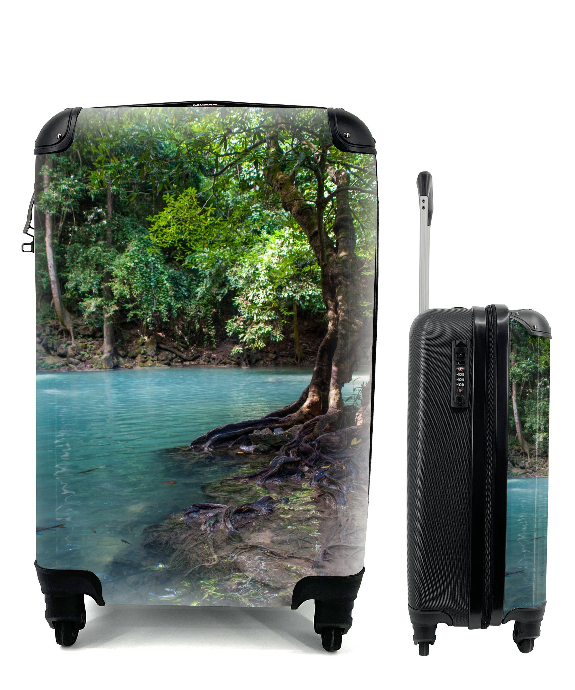 MuchoWow Handgepäckkoffer Ein See im Erawan-Nationalpark in Thailand, 4 Rollen, Reisetasche mit rollen, Handgepäck für Ferien, Trolley, Reisekoffer | Handgepäck-Koffer