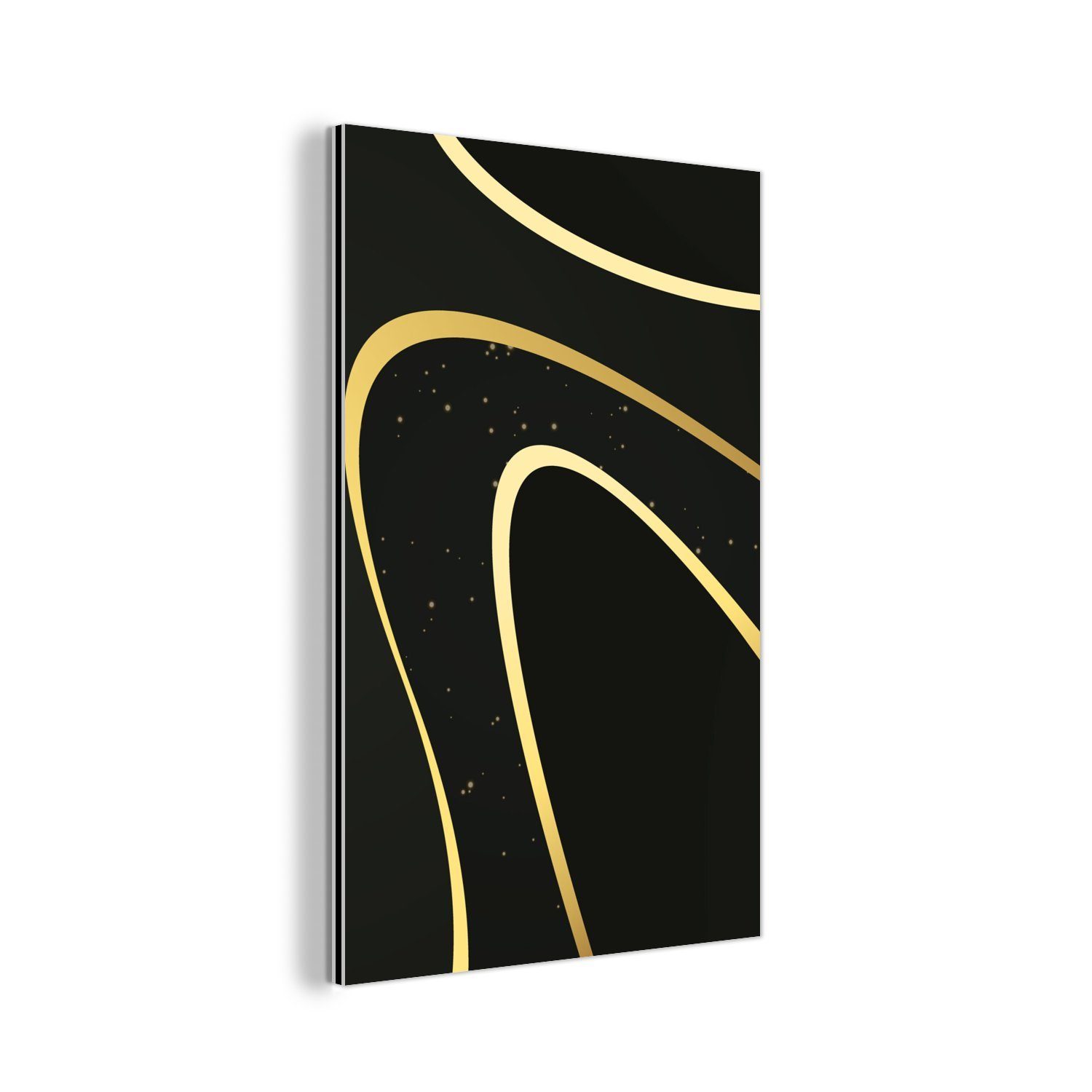 MuchoWow Metallbild Goldene Wellen auf schwarzem günstig online kaufen