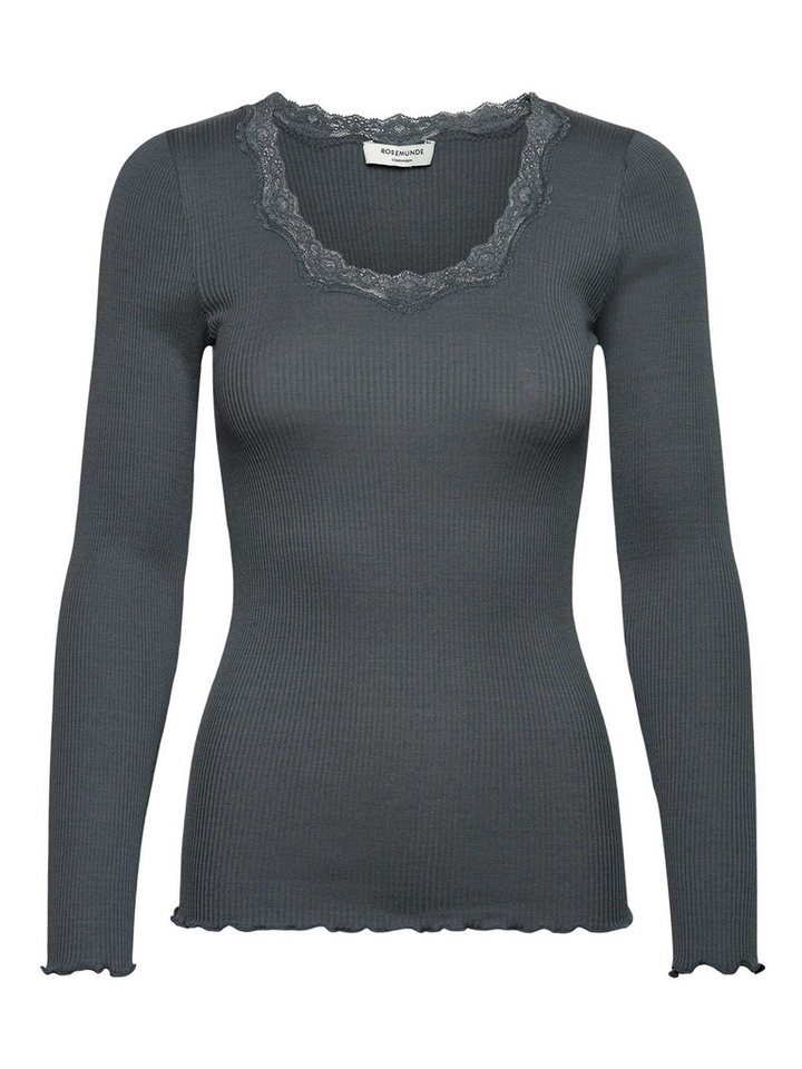 rosemunde Langarmshirt Babette Silk Blouse mit Seide Langarm, mit Spitze, feminin, bequem, eng, Seidenmix