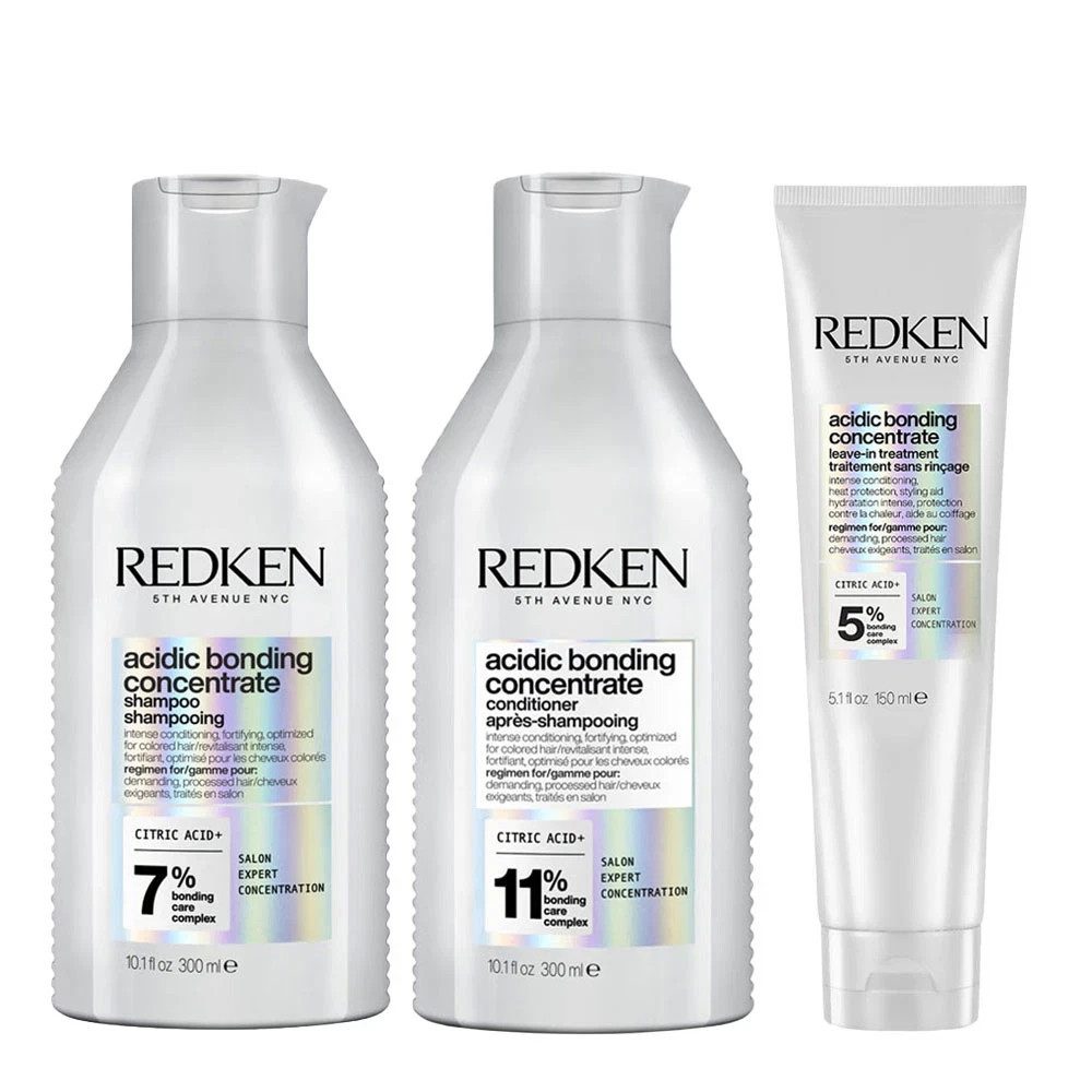 Redken Haarpflege-Set Redken Acidic Bonding Concentrate Set 3er Shampoo- Conditioner - Leave, 3-tlg., Shampoo - Conditioner - Leave-In, reichhaltig