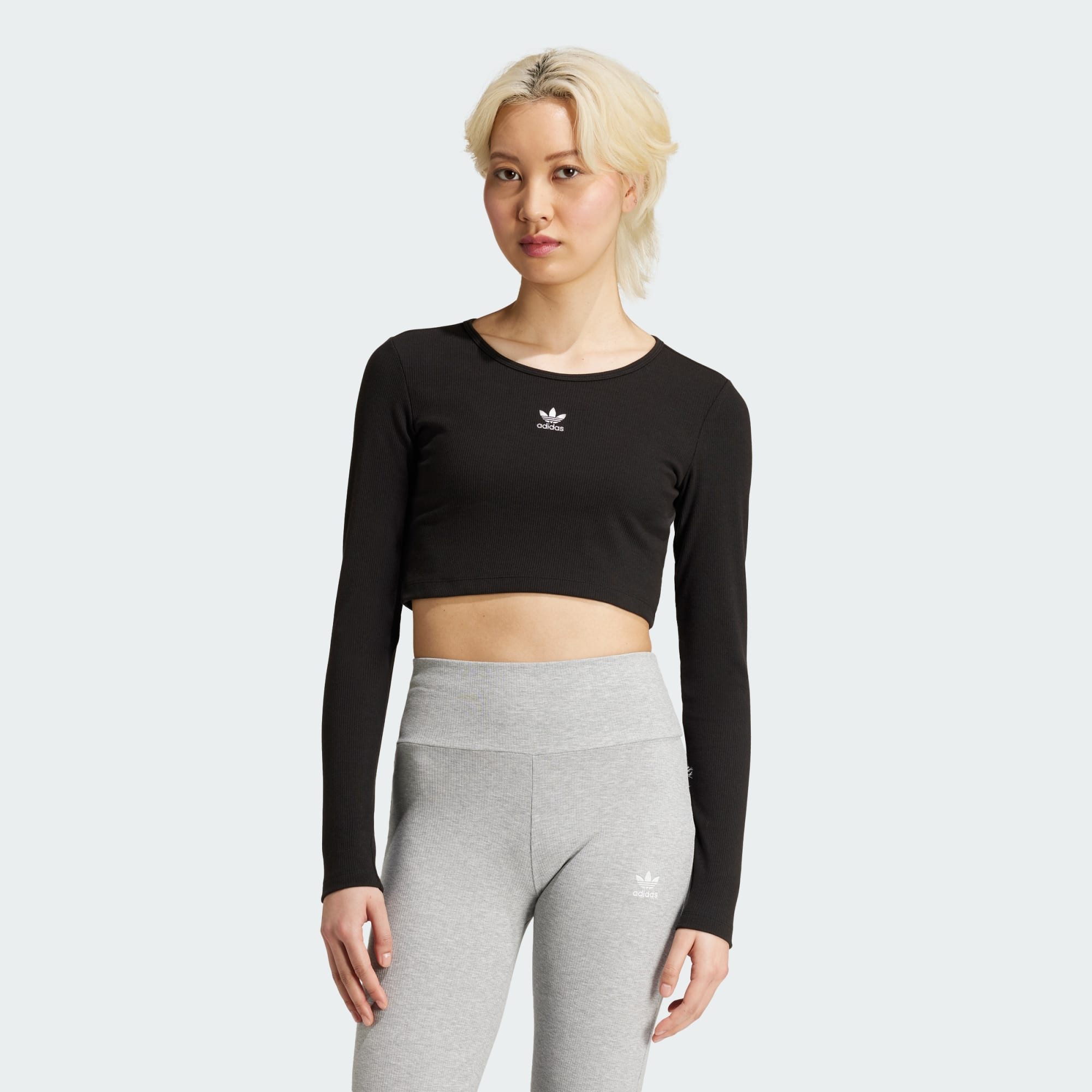 adidas Originals Crop-Top ESSENTIALS RIBBED CROP LONG SLEEVE TEE