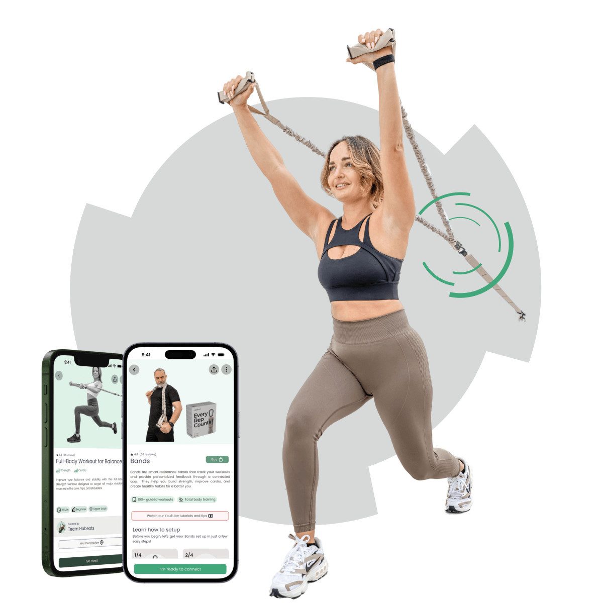 habeats by HYGEAR Schlingentrainer habeats by HYGEAR BANDS GEAR GO - Schlingentrainer, für vielseitiges Training, kostenlose Trainings APP, TRX