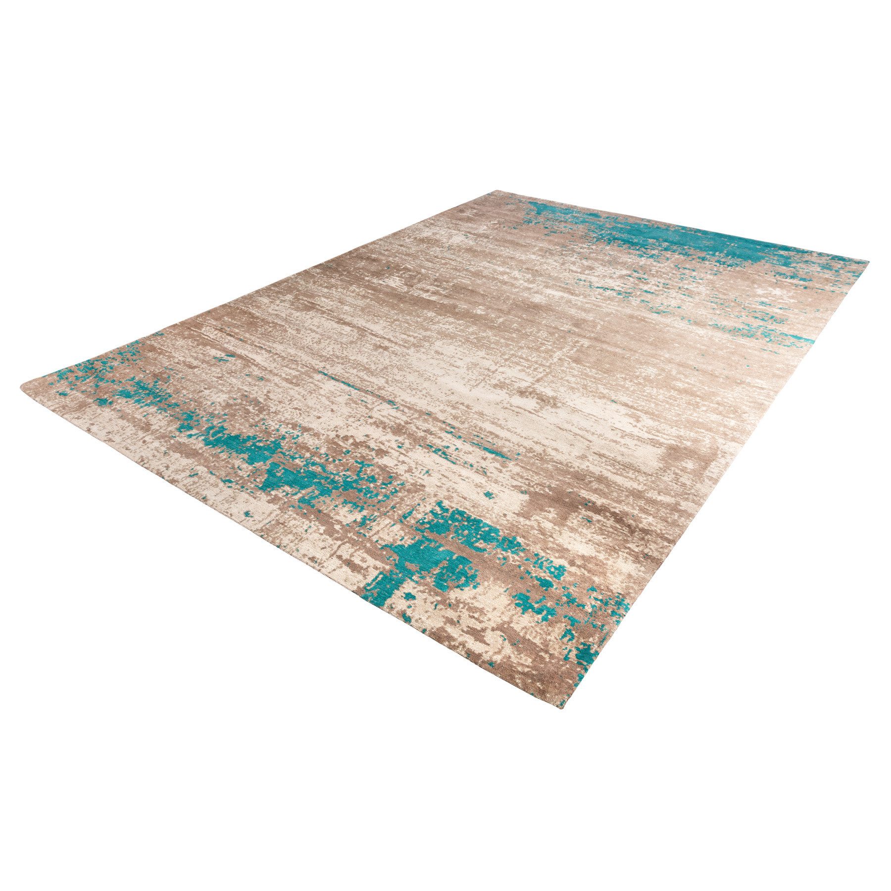 riess-ambiente Teppich MODERN ART XXL 350x240cm greige türkis, rechteckig, Höhe: 10 mm, Wohnzimmer · Baumwolle · Mischgewebe · XXL · Modern Design