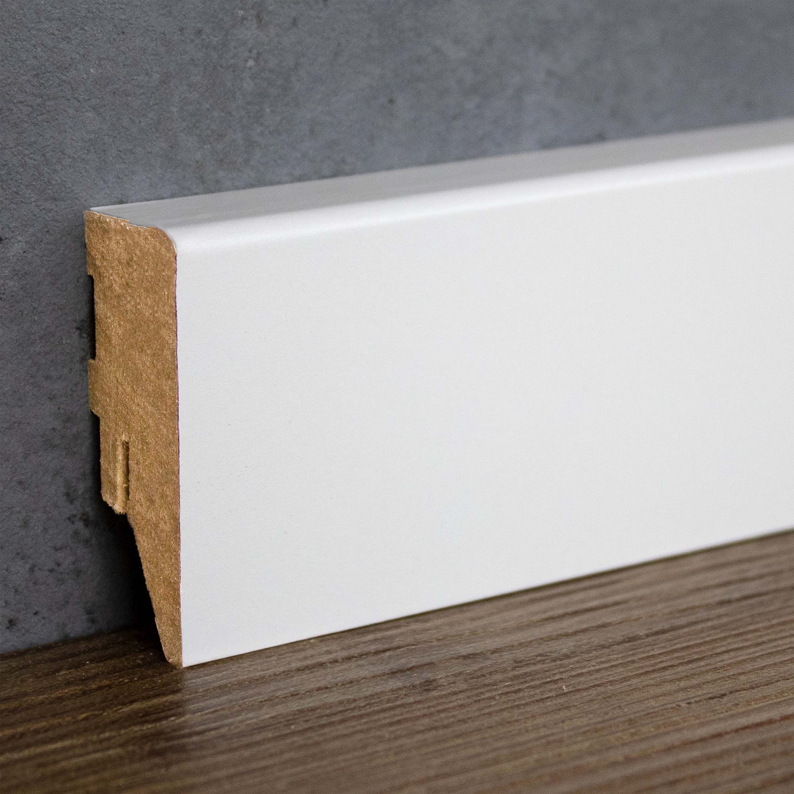 PROVISTON Sockelleiste MDF, 19 x 50 x 2500 mm, Weiß, Fußleiste, MDF foliert