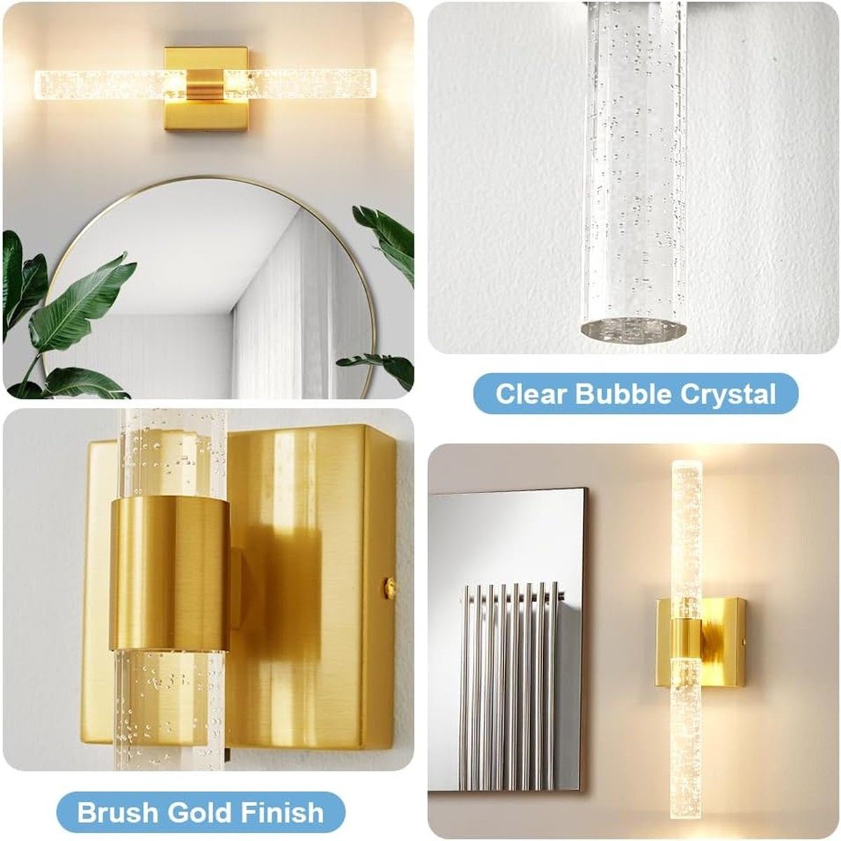 cm Gold DOPWii Kristall Wandlampe Wohnzimmer, Schlafzimmer,46*11.5*10 12W Wandleuchte für