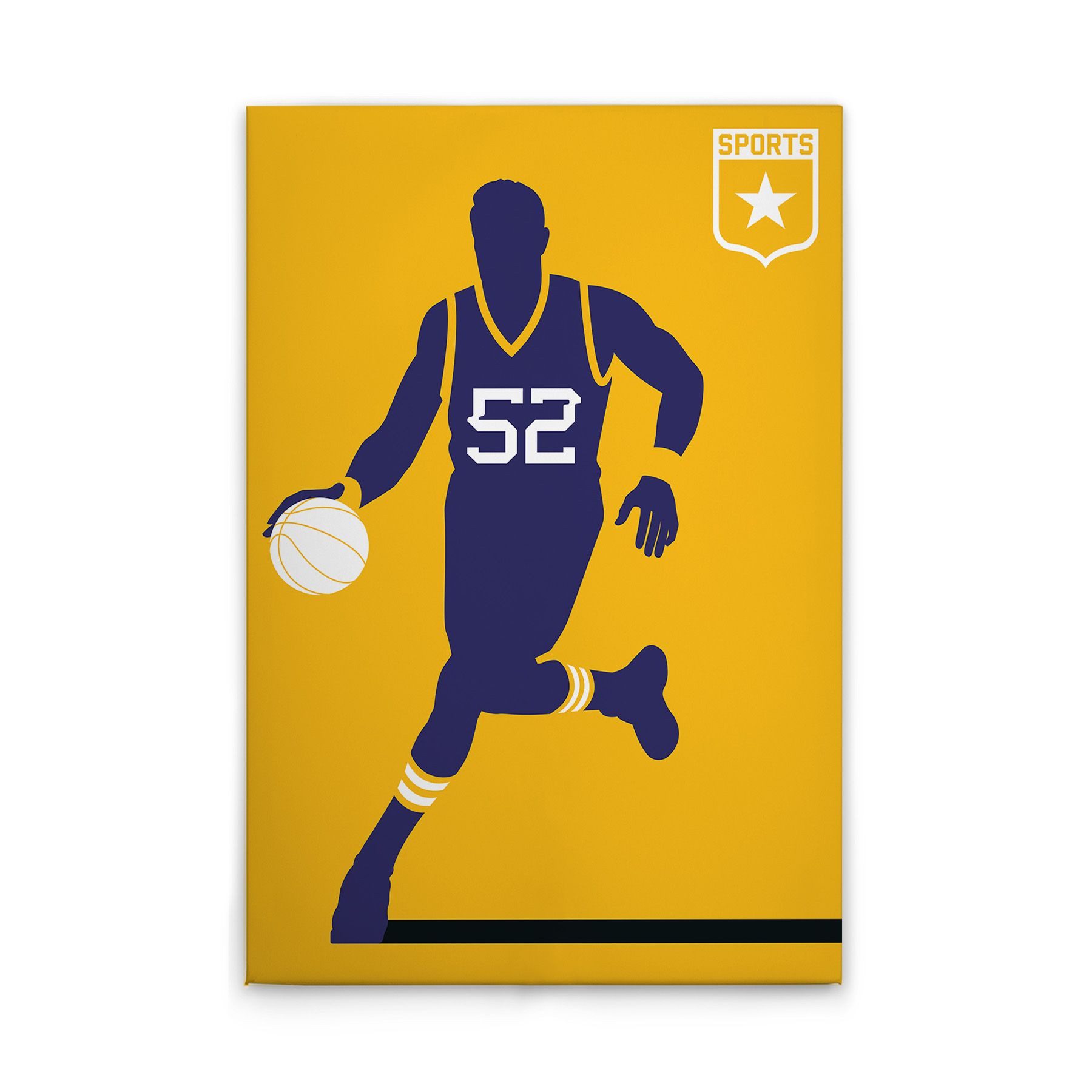 Tadessi Leinwandbild Leinwandbild Retro Basketballspieler M1-No.50854, Keilrahmen in Gelb, Sport